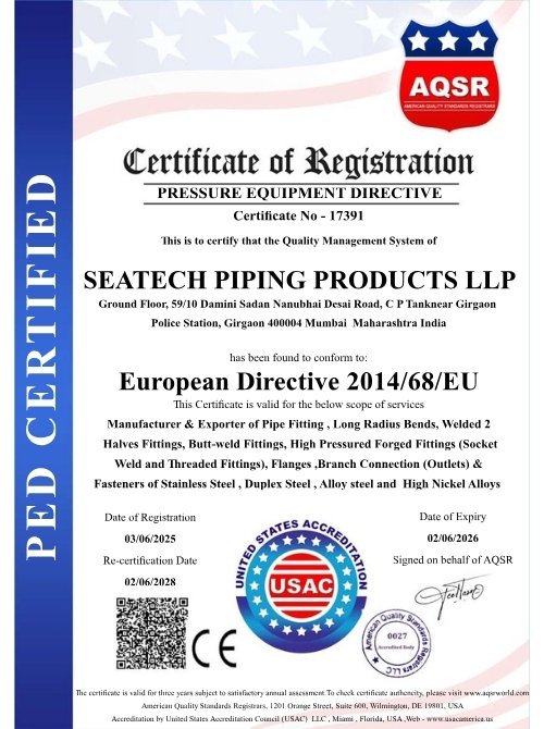 ISO Pressure Equipment Certified